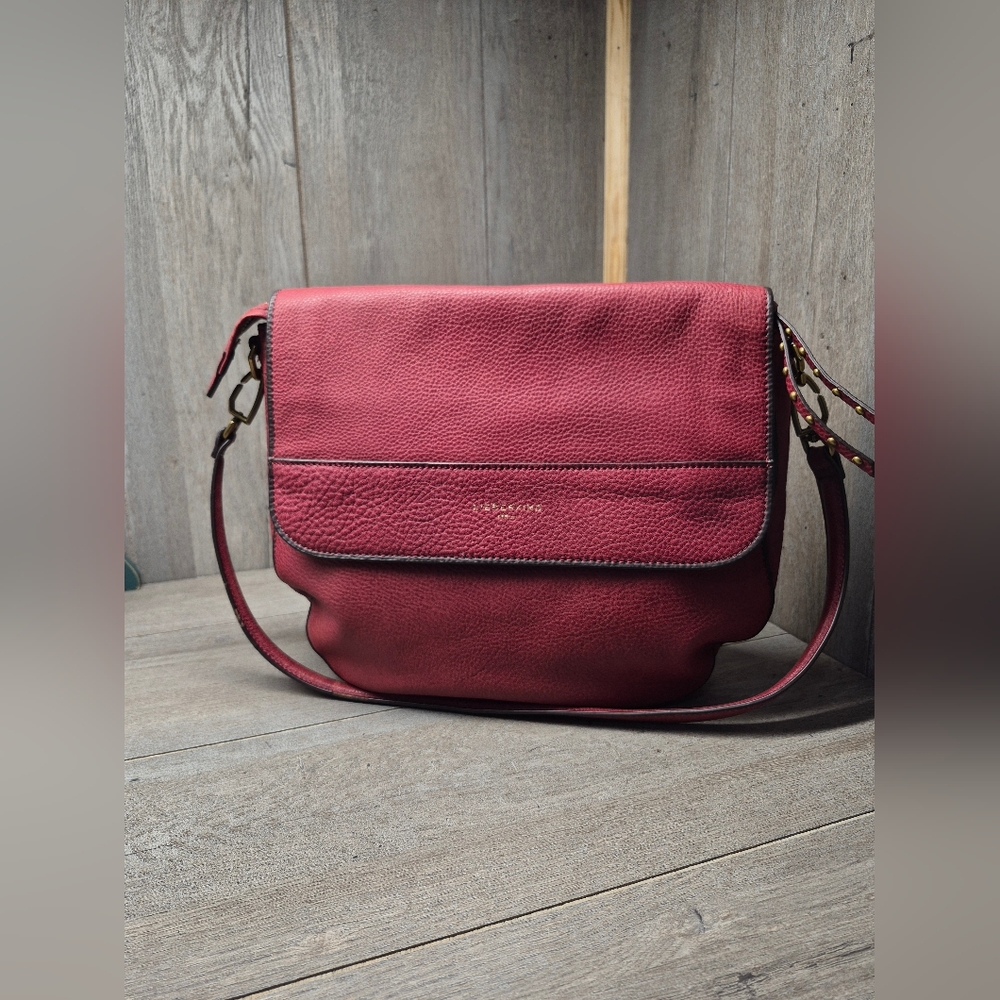 Liebeskind Berlin Saddlebag Women Red Leather Shoulder Strap Tote Graffiti Lined